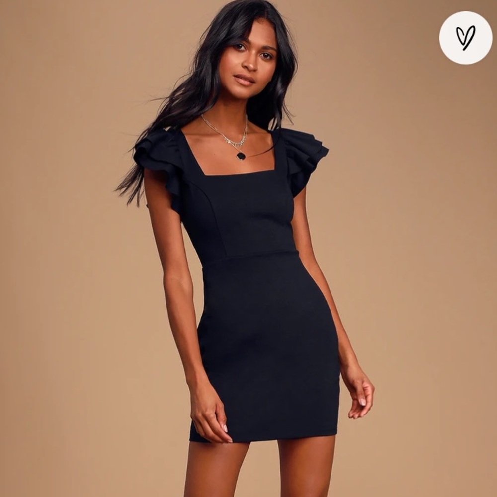 NWOT Elegant Affair Black Ruffled Bodycon Dress